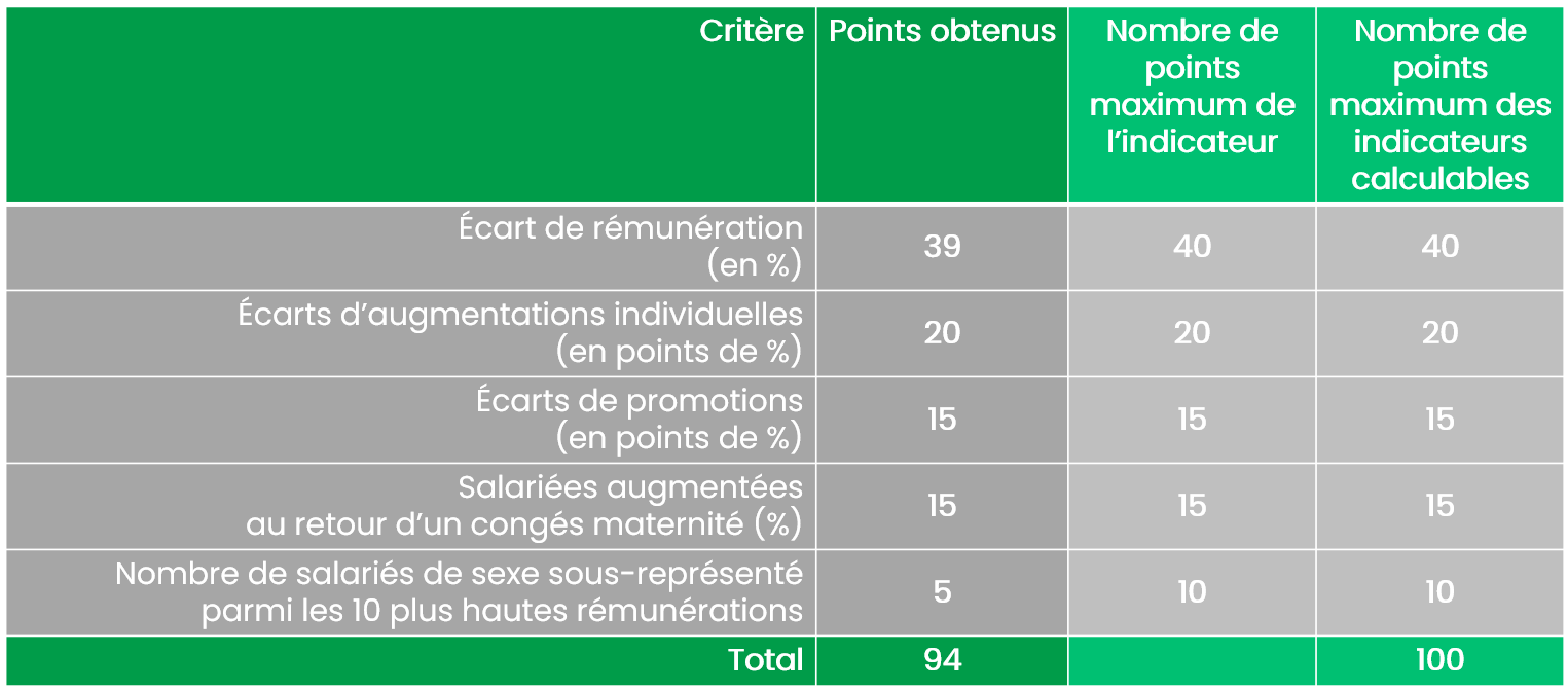 Index égalité Femme / Homme 2024